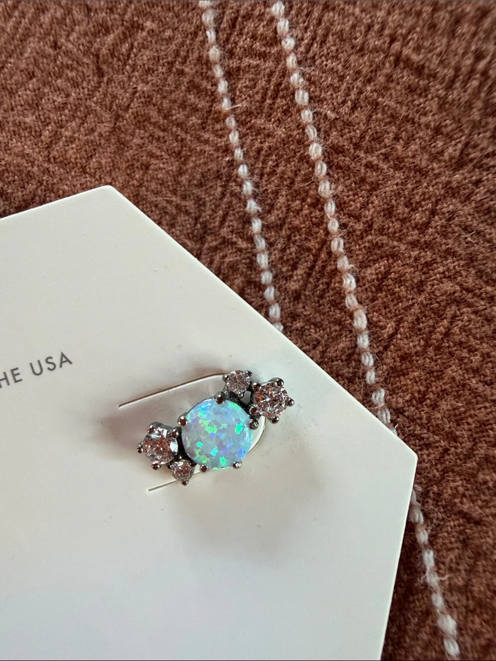 bp Iridescent Blue Opal Cluster Stud Earrings